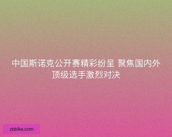 中国斯诺克公开赛精彩纷呈 聚焦国内外顶级选手激烈对决
