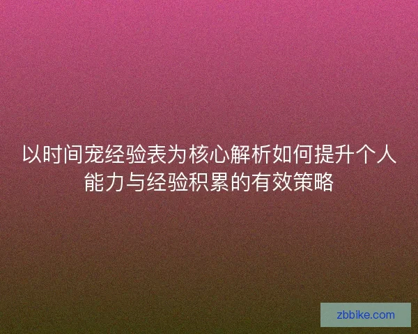 以时间宠经验表为核心解析如何提升个人能力与经验积累的有效策略