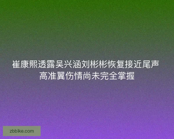 崔康熙透露吴兴涵刘彬彬恢复接近尾声 高准翼伤情尚未完全掌握